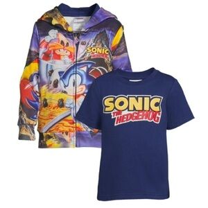 Sonic the Hedgehog Sublimated Zip Up Hoodie & T-Shirt Size 3T